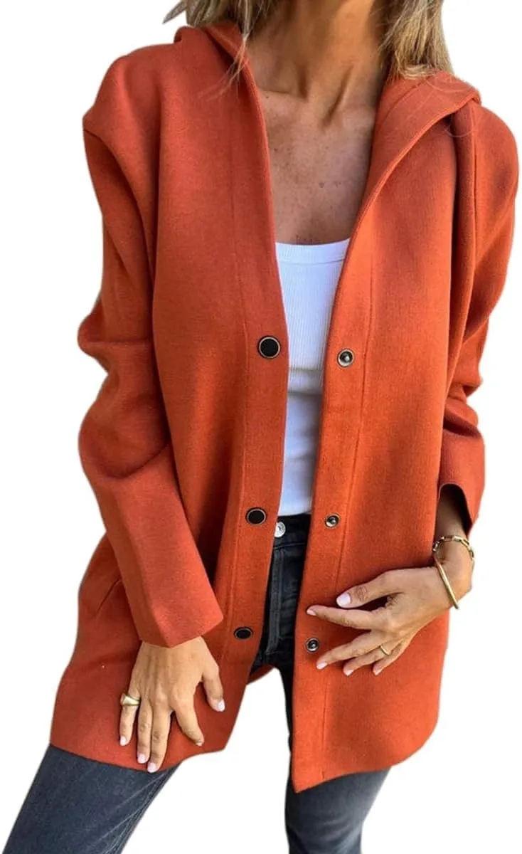 Women's Winter Wool Coat Casual Long Sleeve Button Down Shacket Jacket Plus Size Lapel Tartan Trench Coat with Pockets