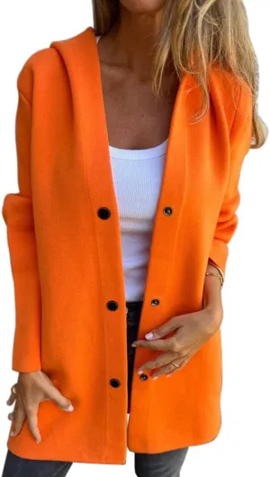 Women's Winter Wool Coat Casual Long Sleeve Button Down Shacket Jacket Plus Size Lapel Tartan Trench Coat with Pockets