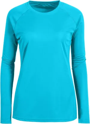 Womens Workout Shirts Long Sleeve Crew Neck T Shirt Slim Fit Sports Running Shirts Breathable Athletic Tops