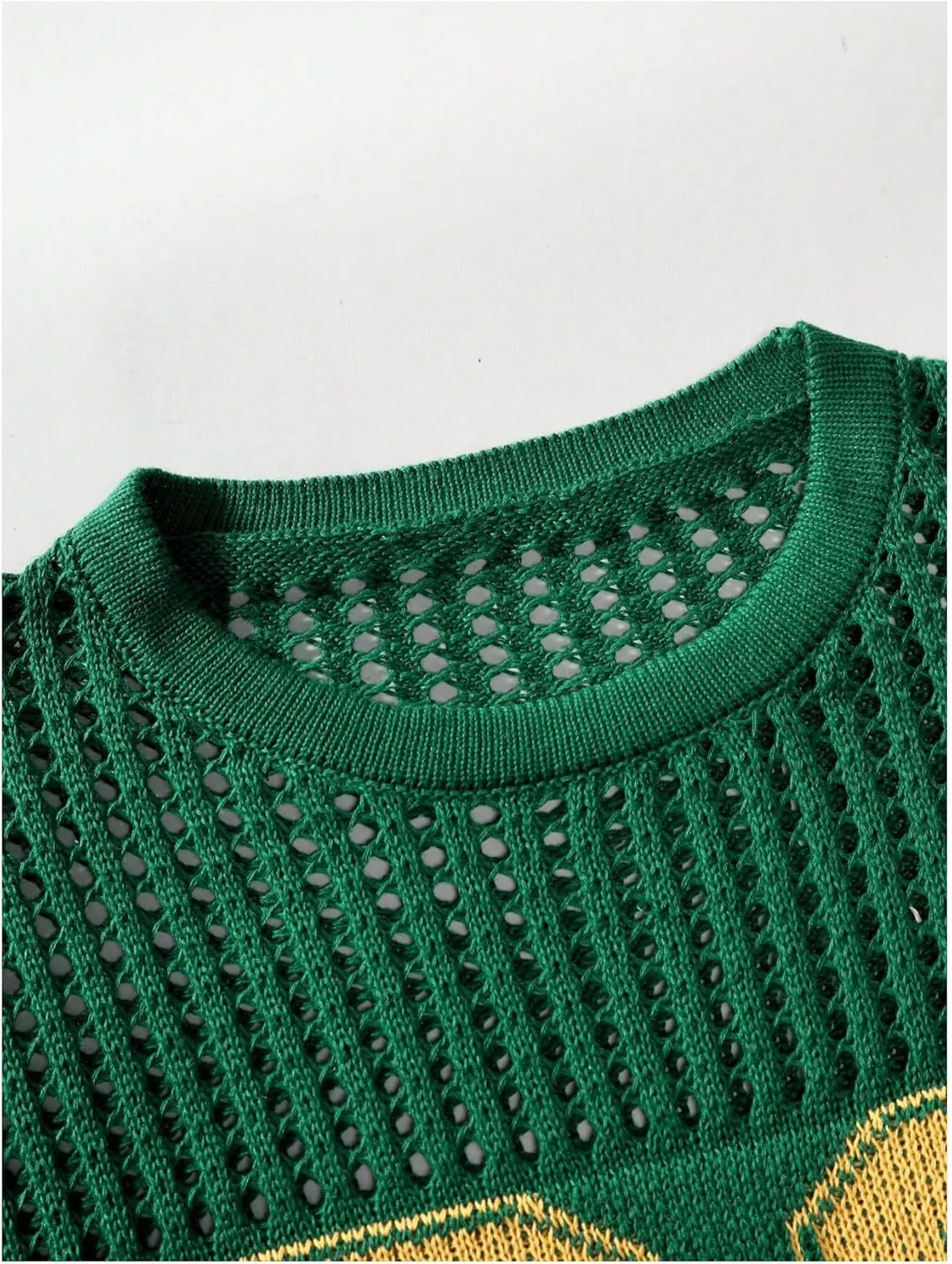 Women's Y2K Jersey Shirts Oversized Number Crochet Hollow Out Jersey Tee Sweater Crew Neck Short Sleeve Knit T Shirts
