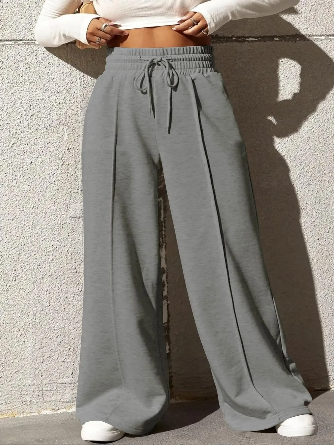YeGine Women Plus Size Wide Leg Sweatpants Elastic Waist Loose Fit Summer Casual Drawstring Baggy Active Pants