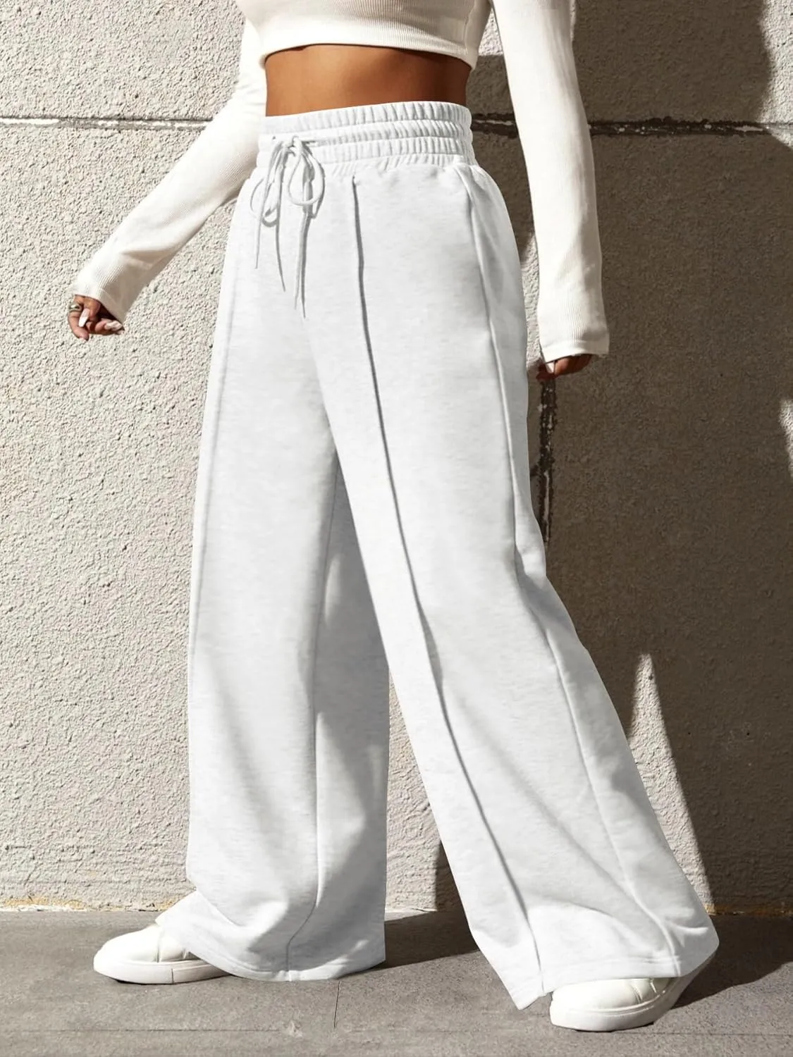 YeGine Women Plus Size Wide Leg Sweatpants Elastic Waist Loose Fit Summer Casual Drawstring Baggy Active Pants