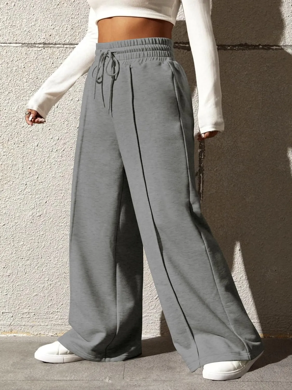 YeGine Women Plus Size Wide Leg Sweatpants Elastic Waist Loose Fit Summer Casual Drawstring Baggy Active Pants