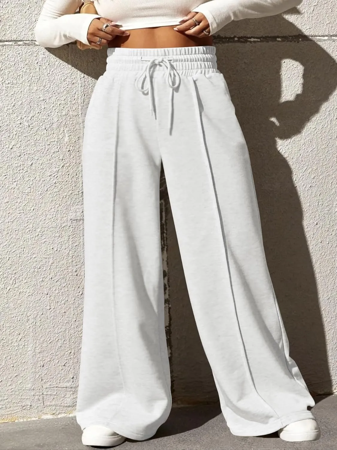 YeGine Women Plus Size Wide Leg Sweatpants Elastic Waist Loose Fit Summer Casual Drawstring Baggy Active Pants
