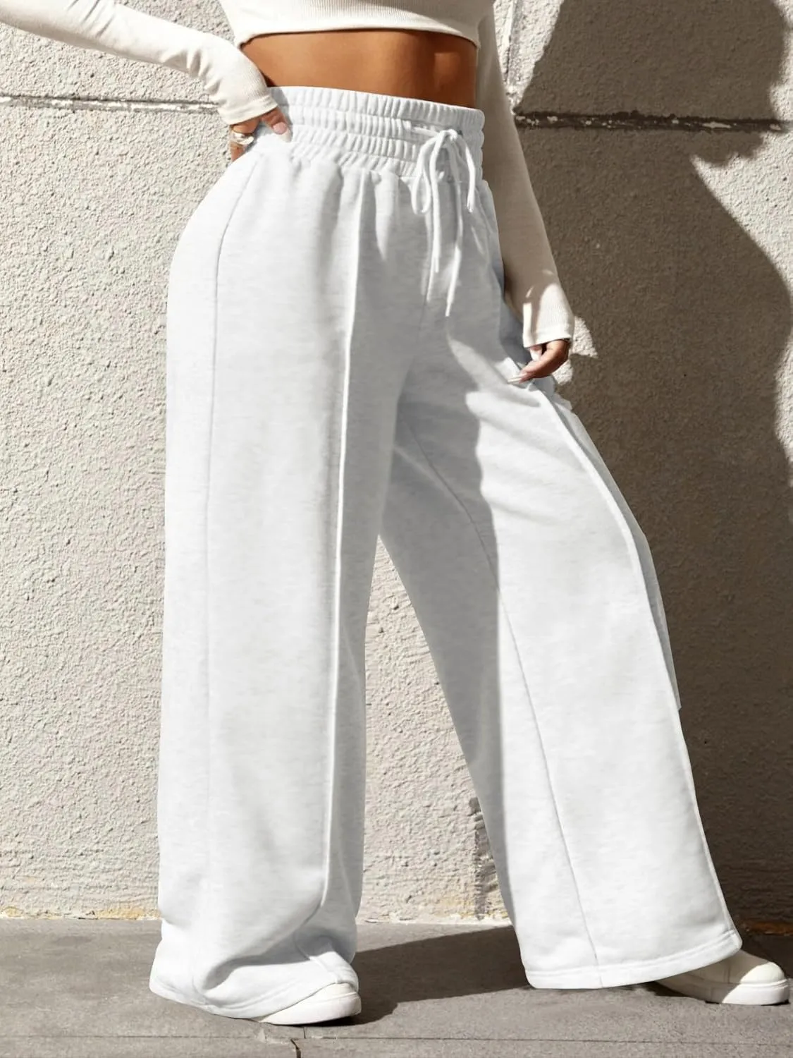 YeGine Women Plus Size Wide Leg Sweatpants Elastic Waist Loose Fit Summer Casual Drawstring Baggy Active Pants