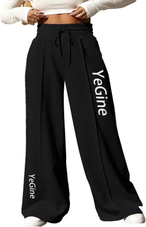 YeGine Women Plus Size Wide Leg Sweatpants Elastic Waist Loose Fit Summer Casual Drawstring Baggy Active Pants