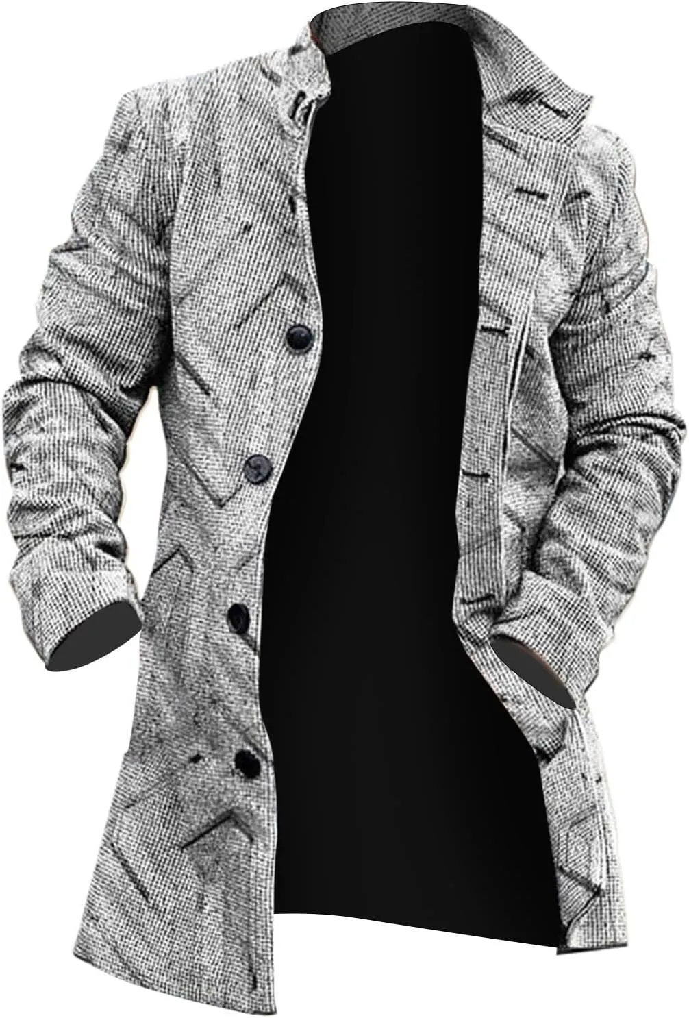 ZYXTIM Men's Floral Pattern Printed Trench Coat Double Breasted Notched Collar Long Jakcets Fashion Casual Business Overcoat