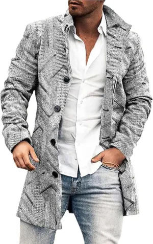 ZYXTIM Men's Floral Pattern Printed Trench Coat Double Breasted Notched Collar Long Jakcets Fashion Casual Business Overcoat
